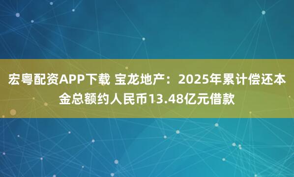 宏粤配资APP下载 宝龙地产：2025年累计偿还本金总额约人民币13.48亿元借款